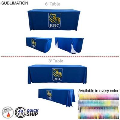 48Hr Quick Ship - Sublimated PREMIUM Convertible Table Cloth, Converts from 8' to 6', Drape style